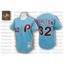 Men's Mitchell and Ness Philadelphia Phillies #32 Steve Carlton Authentic Blue Throwback MLB Jersey