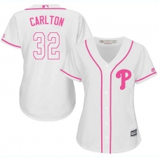 Women's Majestic Philadelphia Phillies #32 Steve Carlton Replica White Fashion Cool Base MLB Jersey