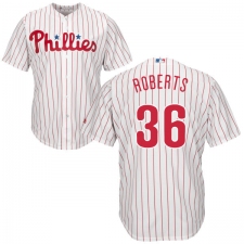 Men's Majestic Philadelphia Phillies #36 Robin Roberts Replica White/Red Strip Home Cool Base MLB Jersey