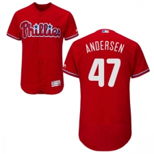 Men's Majestic Philadelphia Phillies #47 Larry Andersen Red Alternate Flex Base Authentic Collection MLB Jersey