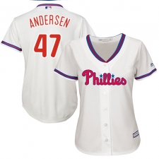 Women's Majestic Philadelphia Phillies #47 Larry Andersen Authentic Cream Alternate Cool Base MLB Jersey