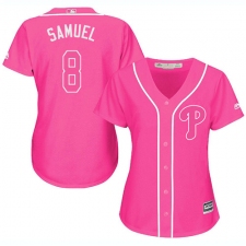 Women's Majestic Philadelphia Phillies #8 Juan Samuel Authentic Pink Fashion Cool Base MLB Jersey