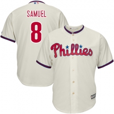 Youth Majestic Philadelphia Phillies #8 Juan Samuel Authentic Cream Alternate Cool Base MLB Jersey