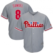 Youth Majestic Philadelphia Phillies #8 Juan Samuel Authentic Grey Road Cool Base MLB Jersey