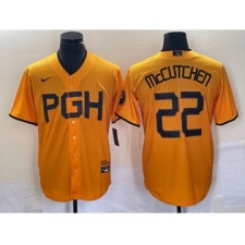 Men's Nike Pittsburgh Pirates #22 Andrew McCutchen Gold 2023 City Connect Stitched Jersey 1