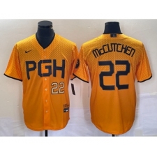 Men's Nike Pittsburgh Pirates #22 Andrew McCutchen Number Gold 2023 City Connect Stitched Jersey