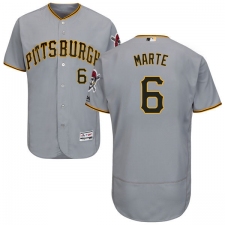 Men's Majestic Pittsburgh Pirates #6 Starling Marte Grey Road Flex Base Authentic Collection MLB Jersey