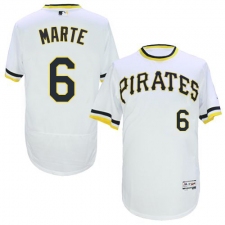 Men's Majestic Pittsburgh Pirates #6 Starling Marte White Flexbase Authentic Collection Cooperstown MLB Jersey