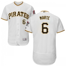 Men's Majestic Pittsburgh Pirates #6 Starling Marte White Home Flex Base Authentic Collection MLB Jersey