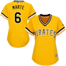 Women's Majestic Pittsburgh Pirates #6 Starling Marte Replica Gold Alternate Cool Base MLB Jersey