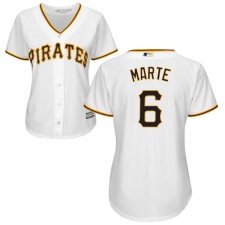 Women's Majestic Pittsburgh Pirates #6 Starling Marte Replica White Home Cool Base MLB Jersey