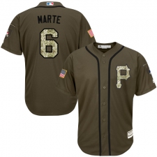 Youth Majestic Pittsburgh Pirates #6 Starling Marte Replica Green Salute to Service MLB Jersey