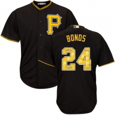 Men's Majestic Pittsburgh Pirates #24 Barry Bonds Authentic Black Team Logo Fashion Cool Base MLB Jersey