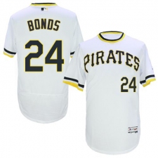 Men's Majestic Pittsburgh Pirates #24 Barry Bonds White Flexbase Authentic Collection Cooperstown MLB Jersey