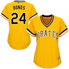 Women's Majestic Pittsburgh Pirates #24 Barry Bonds Replica Gold Alternate Cool Base MLB Jersey
