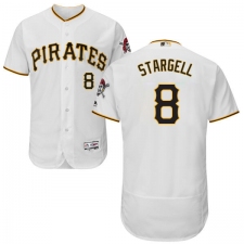 Men's Majestic Pittsburgh Pirates #8 Willie Stargell White Home Flex Base Authentic Collection MLB Jersey