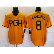 Men's Nike Pittsburgh Pirates #8 Willie Stargell Gold 2023 City Connect Stitched Jersey 1