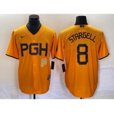 Men's Nike Pittsburgh Pirates #8 Willie Stargell Gold 2023 City Connect Stitched Jersey