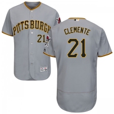 Men's Majestic Pittsburgh Pirates #21 Roberto Clemente Grey Road Flex Base Authentic Collection MLB Jersey