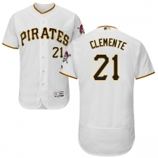 Men's Majestic Pittsburgh Pirates #21 Roberto Clemente White Home Flex Base Authentic Collection MLB Jersey