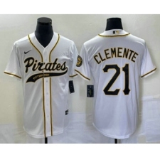 Men's Pittsburgh Pirates #21 Roberto Clemente White Cool Base Stitched Baseball Jersey