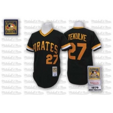 Men's Mitchell and Ness Pittsburgh Pirates #27 Kent Tekulve Authentic Black Throwback MLB Jersey