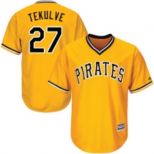 Youth Majestic Pittsburgh Pirates #27 Kent Tekulve Authentic Gold Alternate Cool Base MLB Jersey
