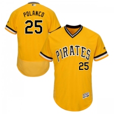Men's Majestic Pittsburgh Pirates #25 Gregory Polanco Gold Alternate Flex Base Authentic Collection MLB Jersey