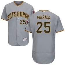 Men's Majestic Pittsburgh Pirates #25 Gregory Polanco Grey Road Flex Base Authentic Collection MLB Jersey