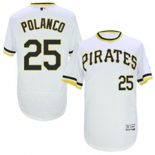 Men's Majestic Pittsburgh Pirates #25 Gregory Polanco White Flexbase Authentic Collection Cooperstown MLB Jersey