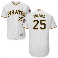 Men's Majestic Pittsburgh Pirates #25 Gregory Polanco White Home Flex Base Authentic Collection MLB Jersey