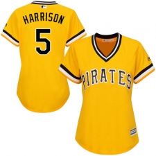 Women's Majestic Pittsburgh Pirates #5 Josh Harrison Authentic Gold Alternate Cool Base MLB Jersey
