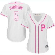 Women's Majestic Pittsburgh Pirates #5 Josh Harrison Authentic White Fashion Cool Base MLB Jersey