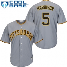 Youth Majestic Pittsburgh Pirates #5 Josh Harrison Replica Grey Road Cool Base MLB Jersey