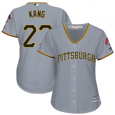 Women's Majestic Pittsburgh Pirates #27 Jung-ho Kang Authentic Grey Road Cool Base MLB Jersey