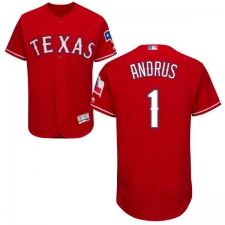 Men's Majestic Texas Rangers #1 Elvis Andrus Red Alternate Flex Base Authentic Collection MLB Jersey