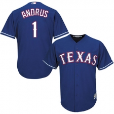 Youth Majestic Texas Rangers #1 Elvis Andrus Replica Royal Blue Alternate 2 Cool Base MLB Jersey