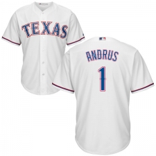 Youth Majestic Texas Rangers #1 Elvis Andrus Replica White Home Cool Base MLB Jersey