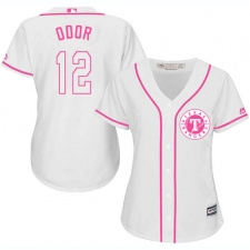 Women's Majestic Texas Rangers #12 Rougned Odor Replica White Fashion Cool Base MLB Jersey