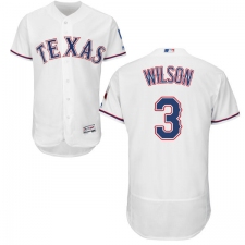 Men's Majestic Texas Rangers #3 Russell Wilson White Home Flex Base Authentic Collection MLB Jersey