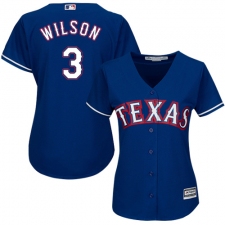 Women's Majestic Texas Rangers #3 Russell Wilson Replica Royal Blue Alternate 2 Cool Base MLB Jersey