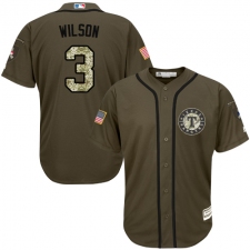 Youth Majestic Texas Rangers #3 Russell Wilson Authentic Green Salute to Service MLB Jersey