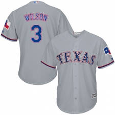Youth Majestic Texas Rangers #3 Russell Wilson Authentic Grey Road Cool Base MLB Jersey