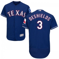 Men's Majestic Texas Rangers #3 Delino DeShields Royal Blue Alternate Flex Base Authentic Collection MLB Jersey