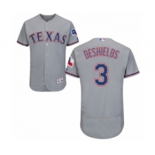 Men's Texas Rangers #3 Delino DeShields Jr. Grey Road Flex Base Authentic Collection Baseball Player Jersey