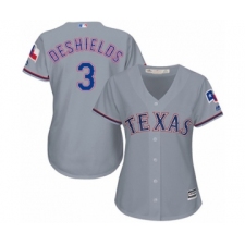 Women's Texas Rangers #3 Delino DeShields Jr. Authentic Grey Road Cool Base Baseball Player Jersey