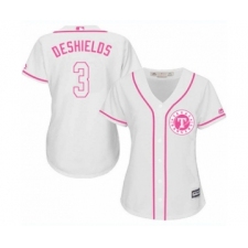 Women's Texas Rangers #3 Delino DeShields Jr. Authentic White Fashion Cool Base Baseball Player Jersey