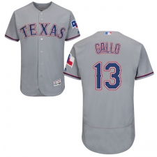 Men's Majestic Texas Rangers #13 Joey Gallo Grey Road Flex Base Authentic Collection MLB Jersey