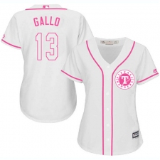 Women's Majestic Texas Rangers #13 Joey Gallo Authentic White Fashion Cool Base MLB Jersey