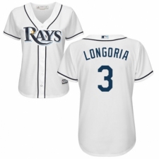 Women's Majestic Tampa Bay Rays #3 Evan Longoria Authentic White Home Cool Base MLB Jersey